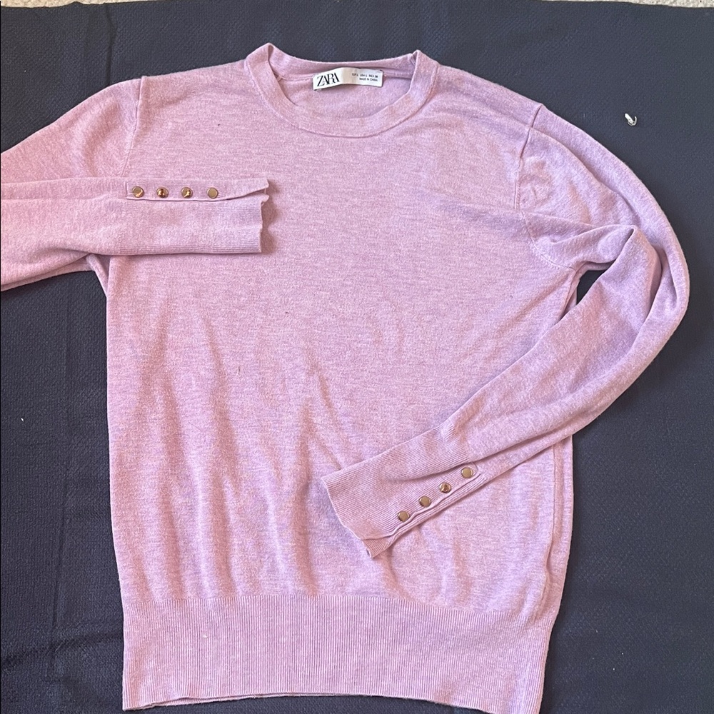 Zara Light Pink Knit Top with Button Accents